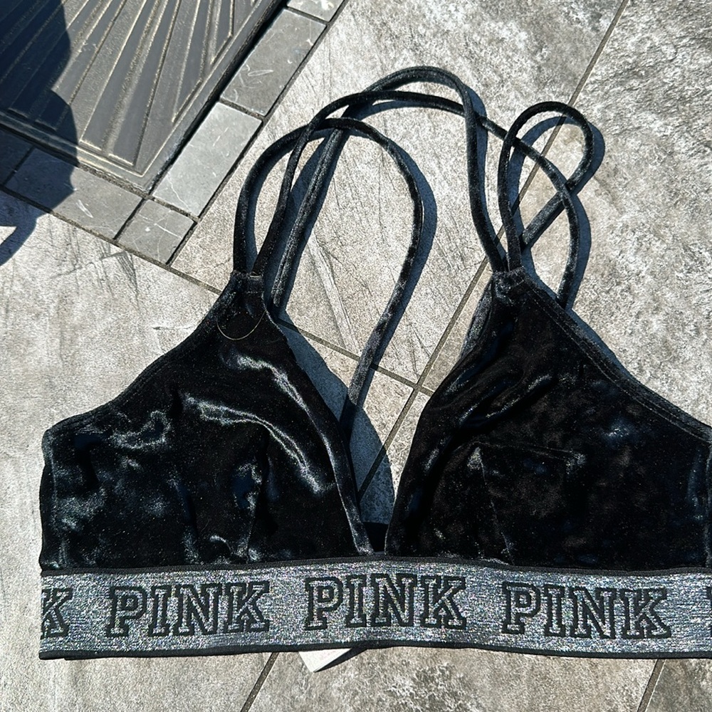 Black velvet bra by Pink